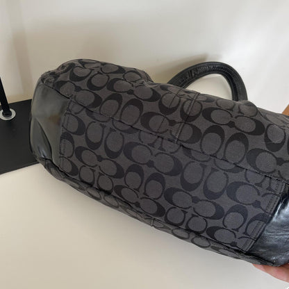 Coach Black Signature Monogram Ergo Shoulder Bag with Kisslock Pocket D1076-F14380
