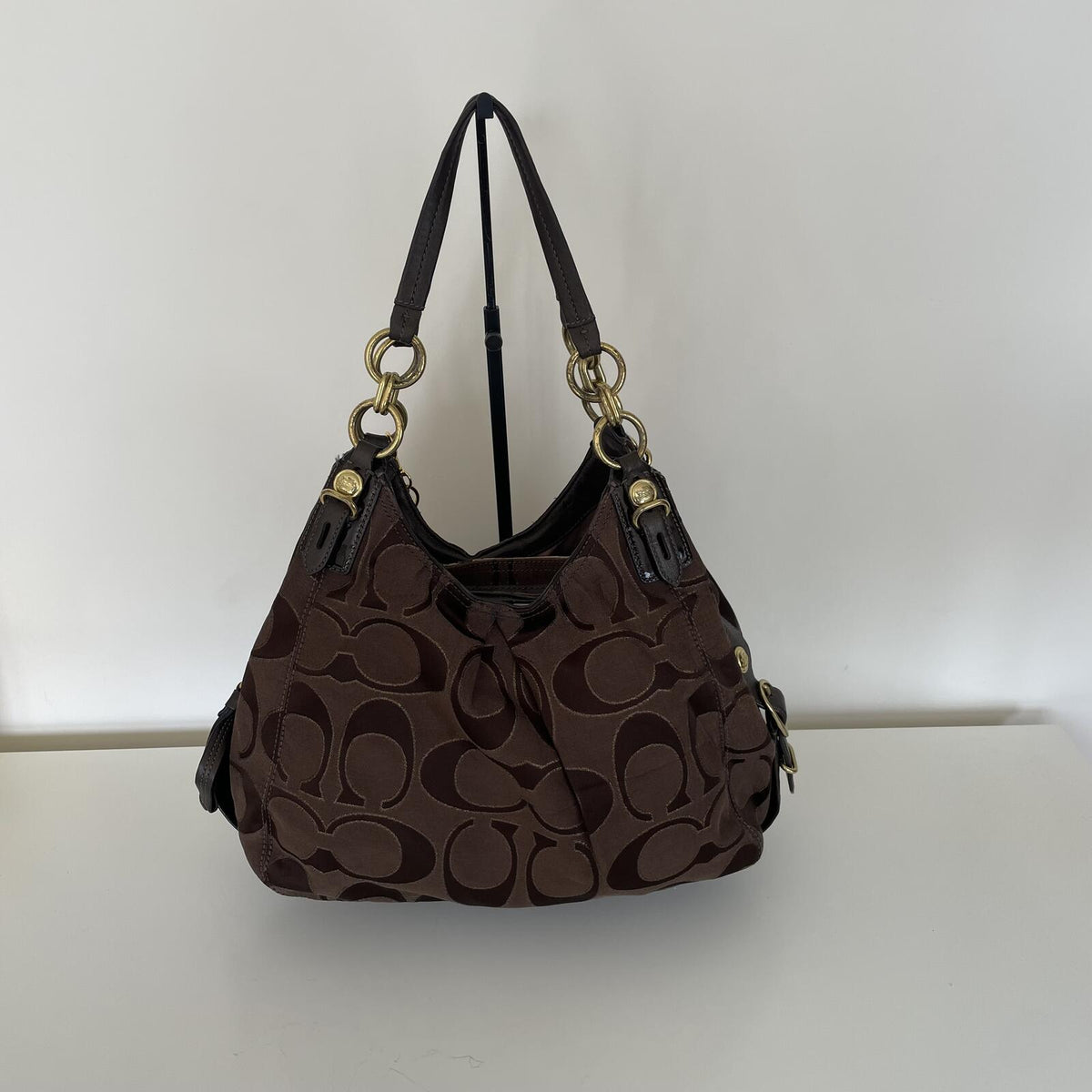 Coach Mia Signature C Brown Maggie Shoulder Bag G1082-16153