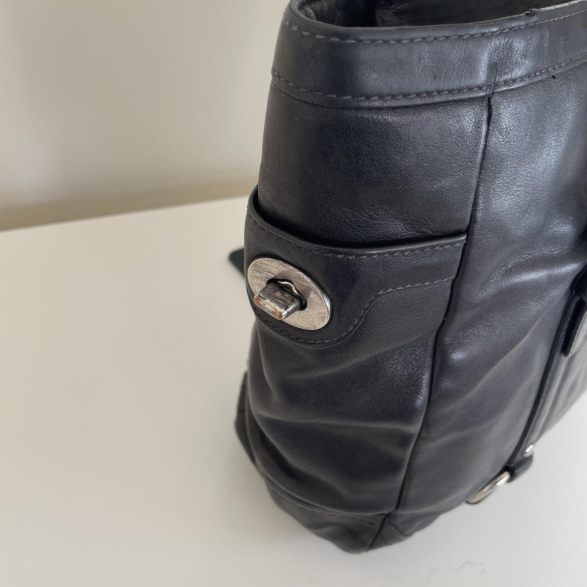 Coach Black Leather East/West Shoulder Bag C0820-F11524