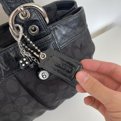 Coach Black Signature Monogram Pleated Canvas Tote Bag K0951-F13742