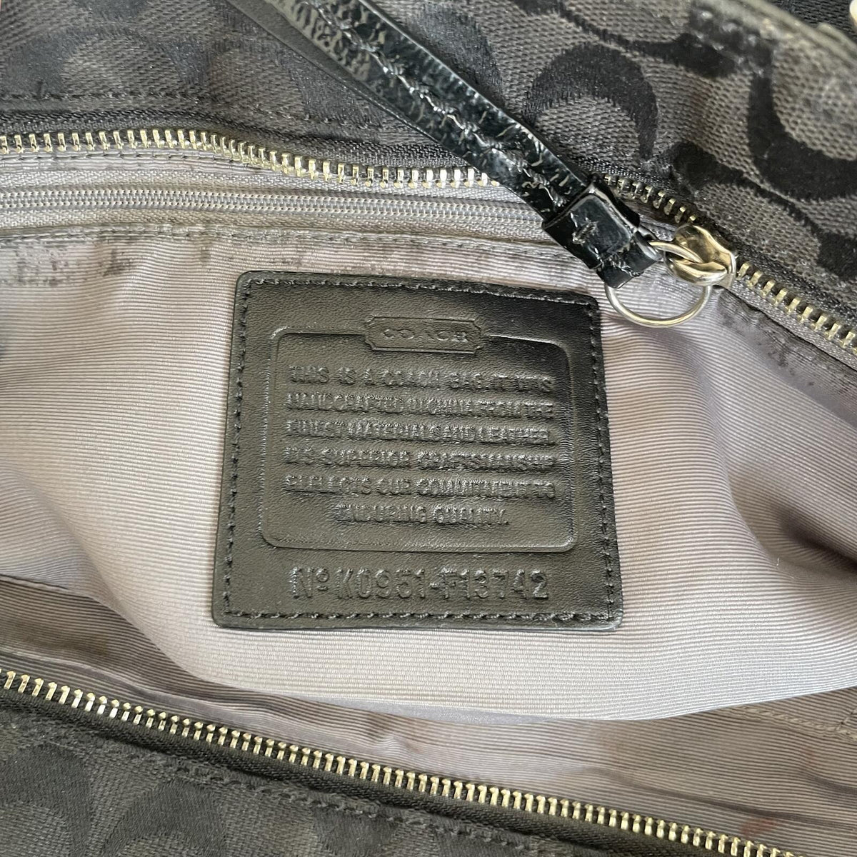Coach Black Signature Monogram Pleated Canvas Tote Bag K0951-F13742
