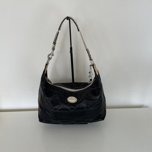 Coach Black Patent Slouch Hobo Shoulder Bag A1126-F17421