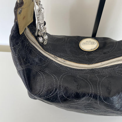 Coach Black Patent Slouch Hobo Shoulder Bag A1126-F17421