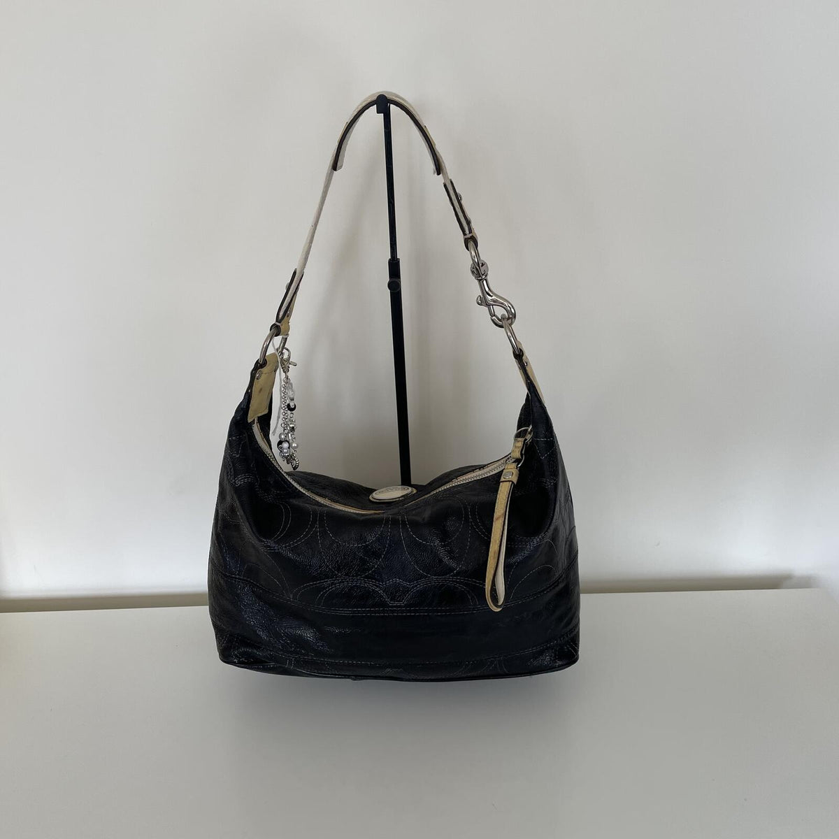 Coach Black Patent Slouch Hobo Shoulder Bag A1126-F17421