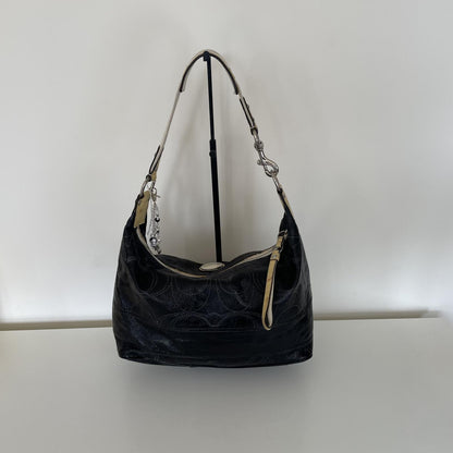 Coach Black Patent Slouch Hobo Shoulder Bag A1126-F17421