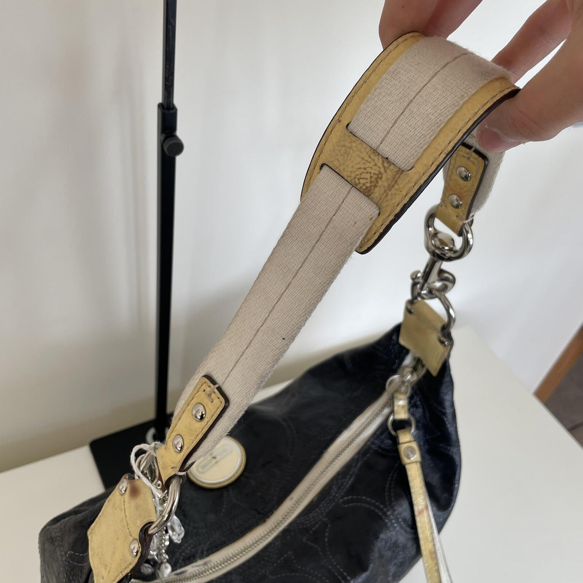 Coach Black Patent Slouch Hobo Shoulder Bag A1126-F17421