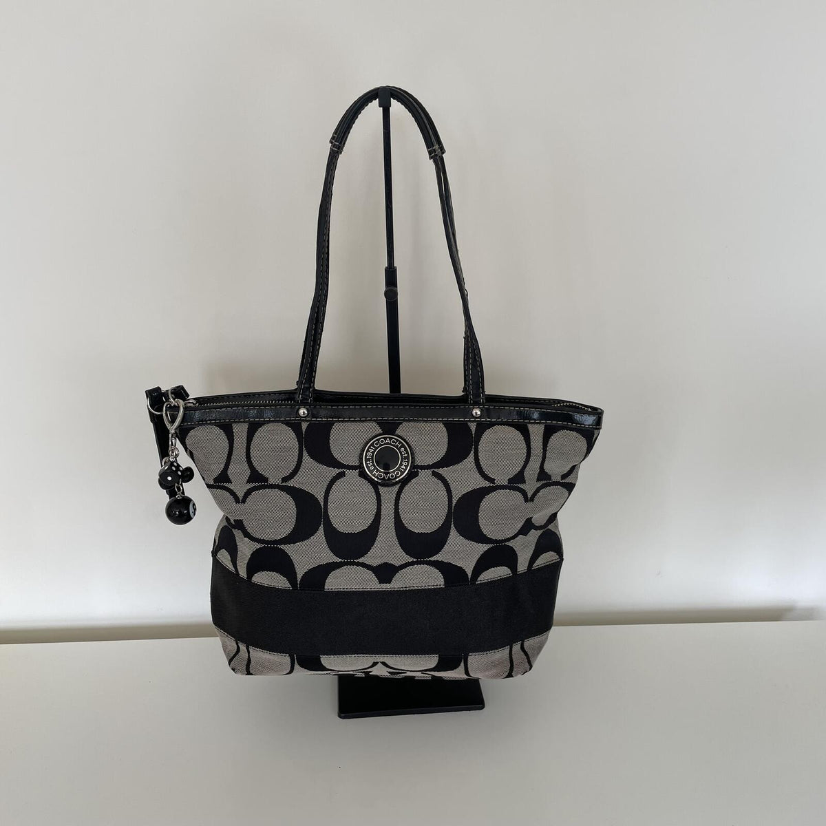 Coach Black Signature Monogram Tote Bag B1276-F19046