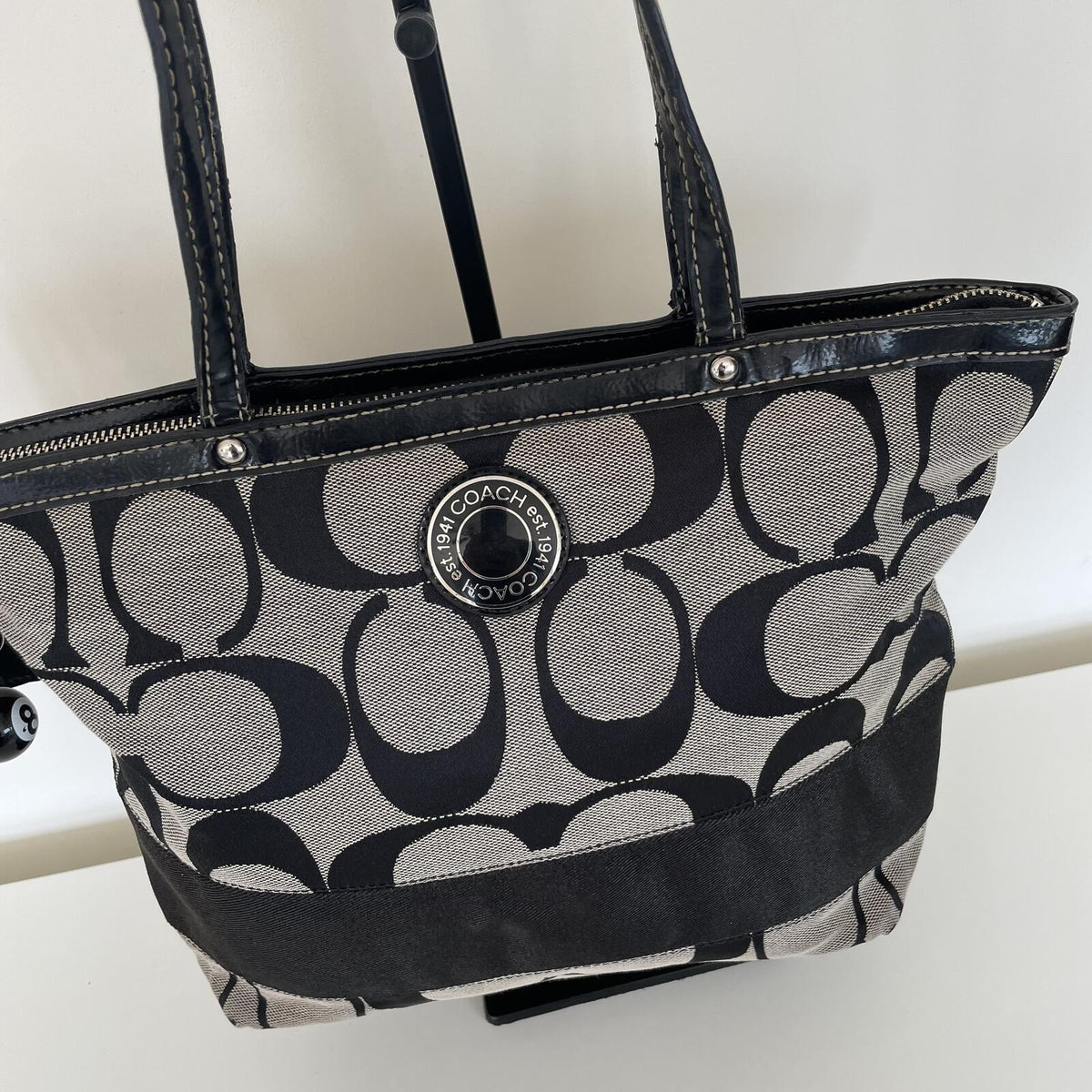 Coach Black Signature Monogram Tote Bag B1276-F19046