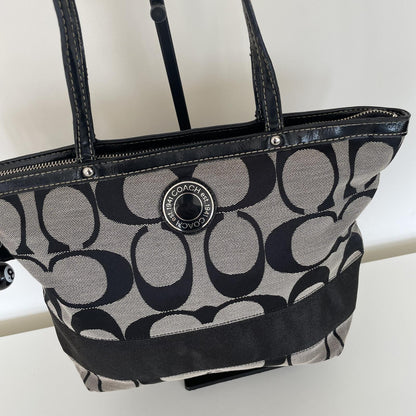 Coach Black Signature Monogram Tote Bag B1276-F19046