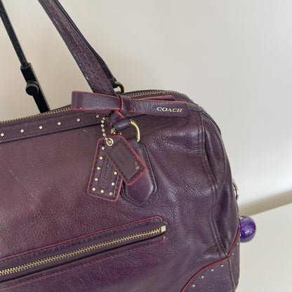 Coach Poppy Studded Leather East/West Satchel with Bow Detail F1320-26434