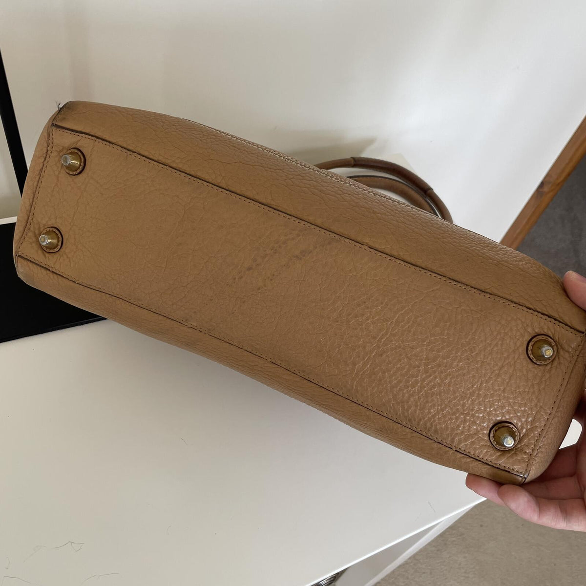 Coach Pebbled Leather Hampton Shoulder Bag Beige/Brown J0693-10529