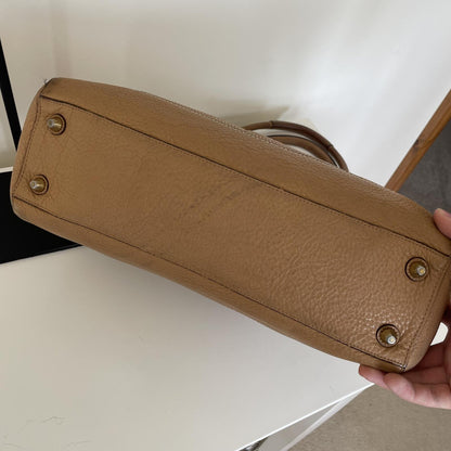 Coach Pebbled Leather Hampton Shoulder Bag Beige/Brown J0693-10529