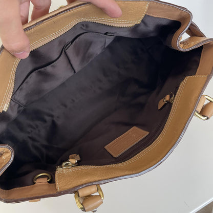 Coach Pebbled Leather Hampton Shoulder Bag Beige/Brown J0693-10529
