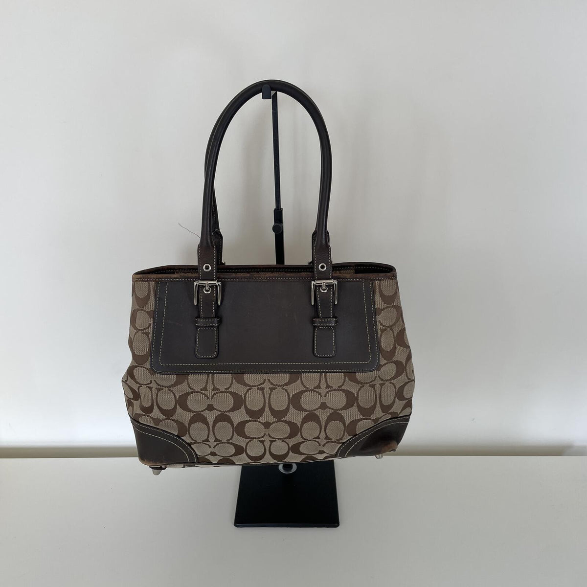 Coach Brown Signature Monogram Hampton Tote Bag F0732-F11220