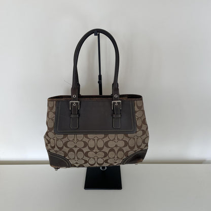 Coach Brown Signature Monogram Hampton Tote Bag F0732-F11220