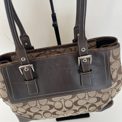 Coach Brown Signature Monogram Hampton Tote Bag F0732-F11220