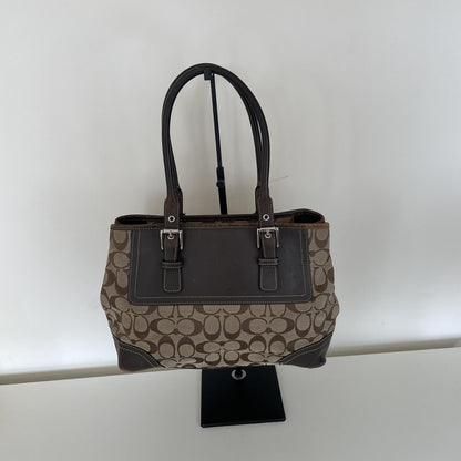 Coach Brown Signature Monogram Hampton Tote Bag F0732-F11220
