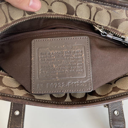 Coach Brown Signature Monogram Hampton Tote Bag F0732-F11220