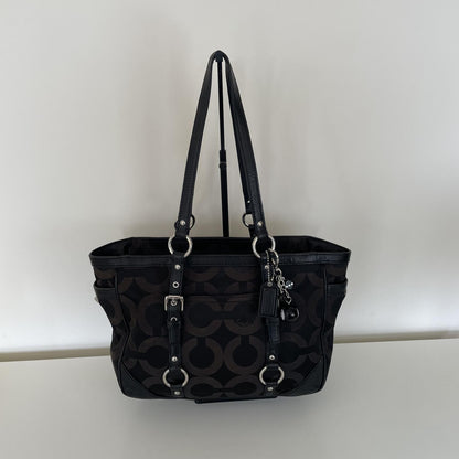 Coach Black Signature Monogram Jacquard Tote Bag E1394-19404M