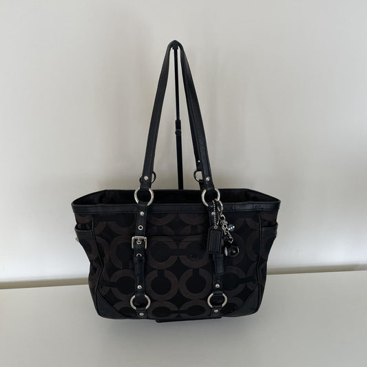 Coach Black Signature Monogram Jacquard Tote Bag E1394-19404M