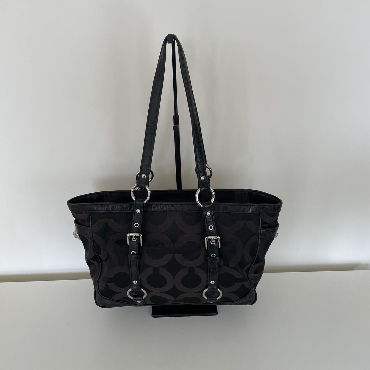 Coach Black Signature Monogram Jacquard Tote Bag E1394-19404M