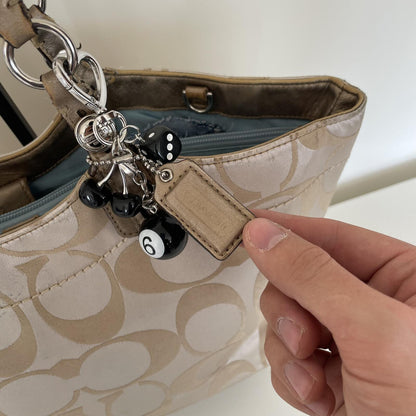 Coach Beige Signature Monogram Sateen Shoulder Bag M1093-F17221