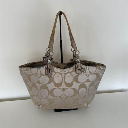 Coach Beige Signature Monogram Sateen Shoulder Bag M1093-F17221