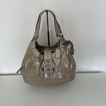 Coach Gold/Silver Glitter 3-Compartment Silver Buckle Shoulder Bag A1176-F15075
