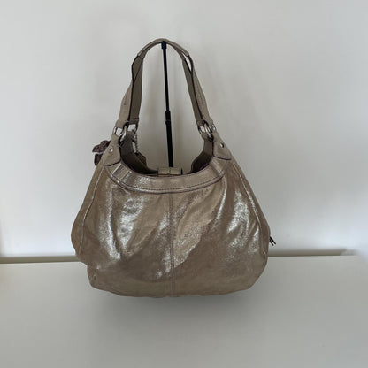Coach Gold/Silver Glitter 3-Compartment Silver Buckle Shoulder Bag A1176-F15075