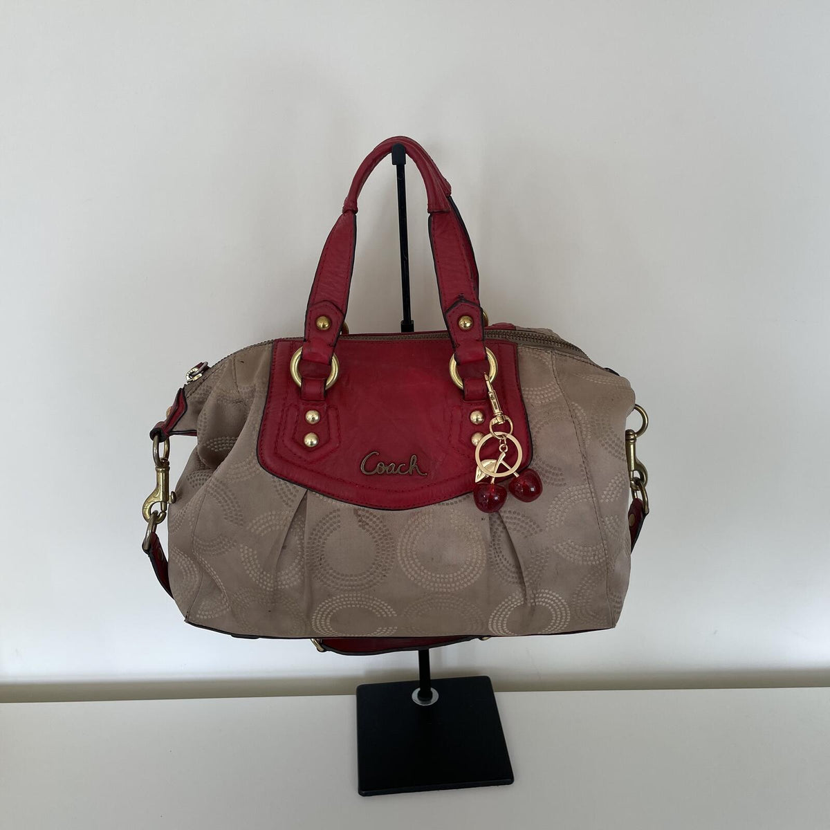 Coach Beige and Pink Ashlee OP Satchel Convertible Handbag M1281-F20027