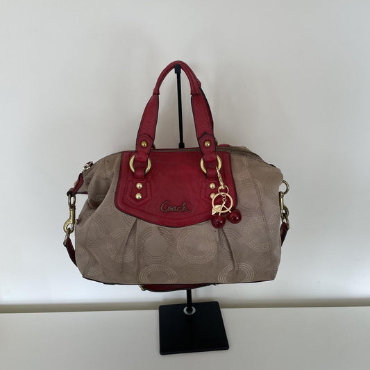 Coach Beige and Pink Ashlee OP Satchel Convertible Handbag M1281-F20027