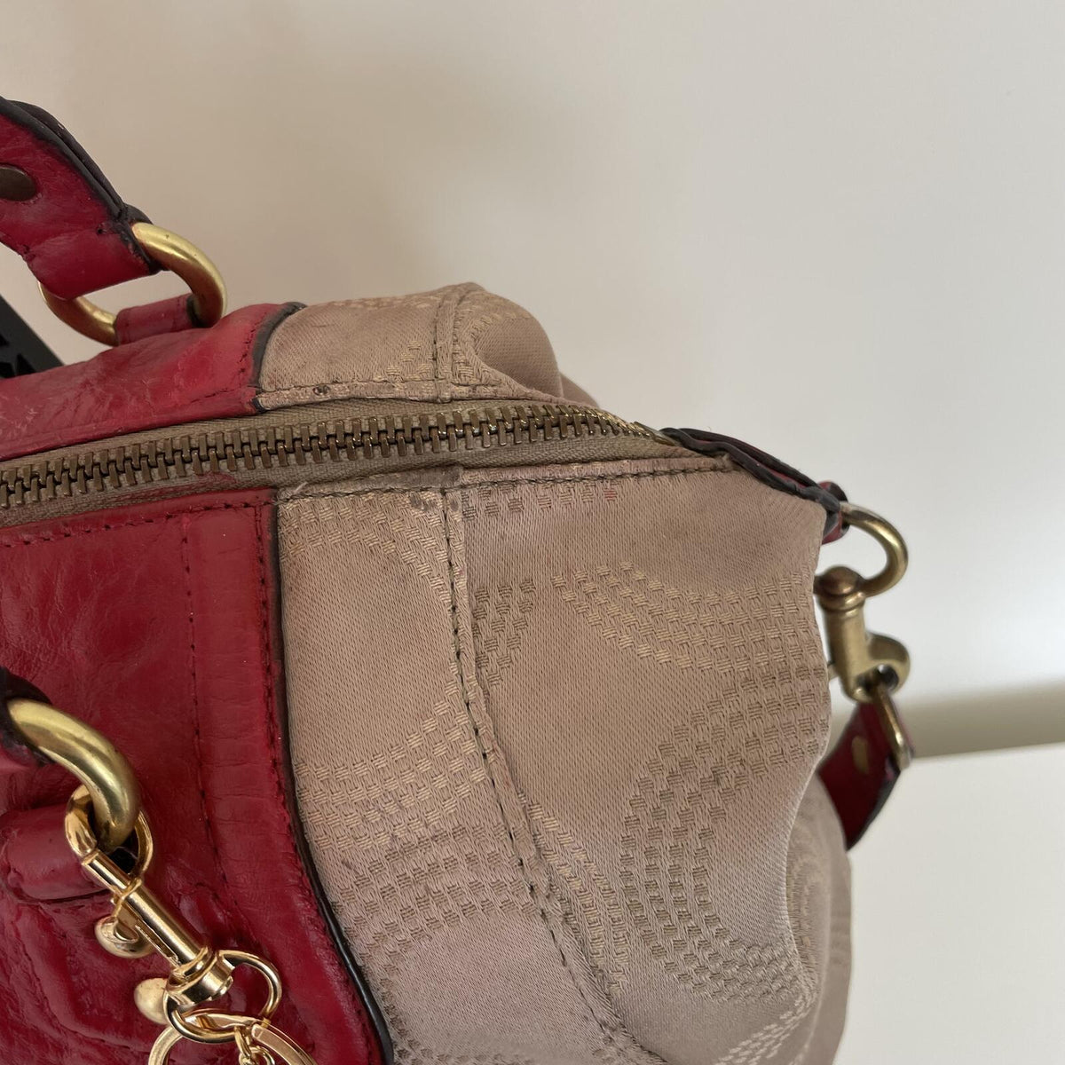 Coach Beige and Pink Ashlee OP Satchel Convertible Handbag M1281-F20027