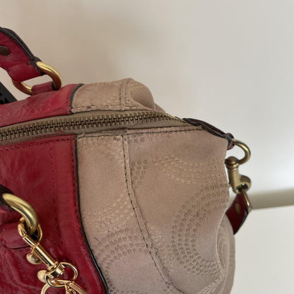 Coach Beige and Pink Ashlee OP Satchel Convertible Handbag M1281-F20027