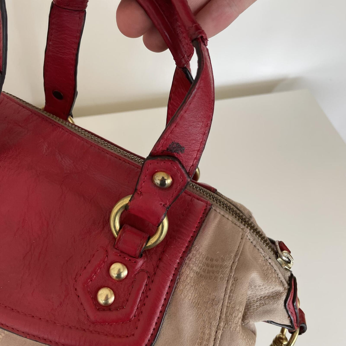 Coach Beige and Pink Ashlee OP Satchel Convertible Handbag M1281-F20027