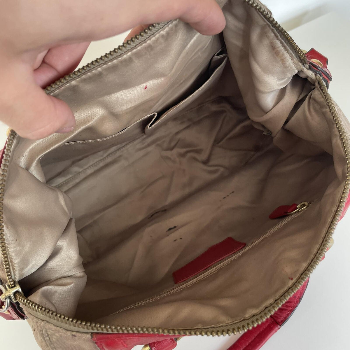 Coach Beige and Pink Ashlee OP Satchel Convertible Handbag M1281-F20027
