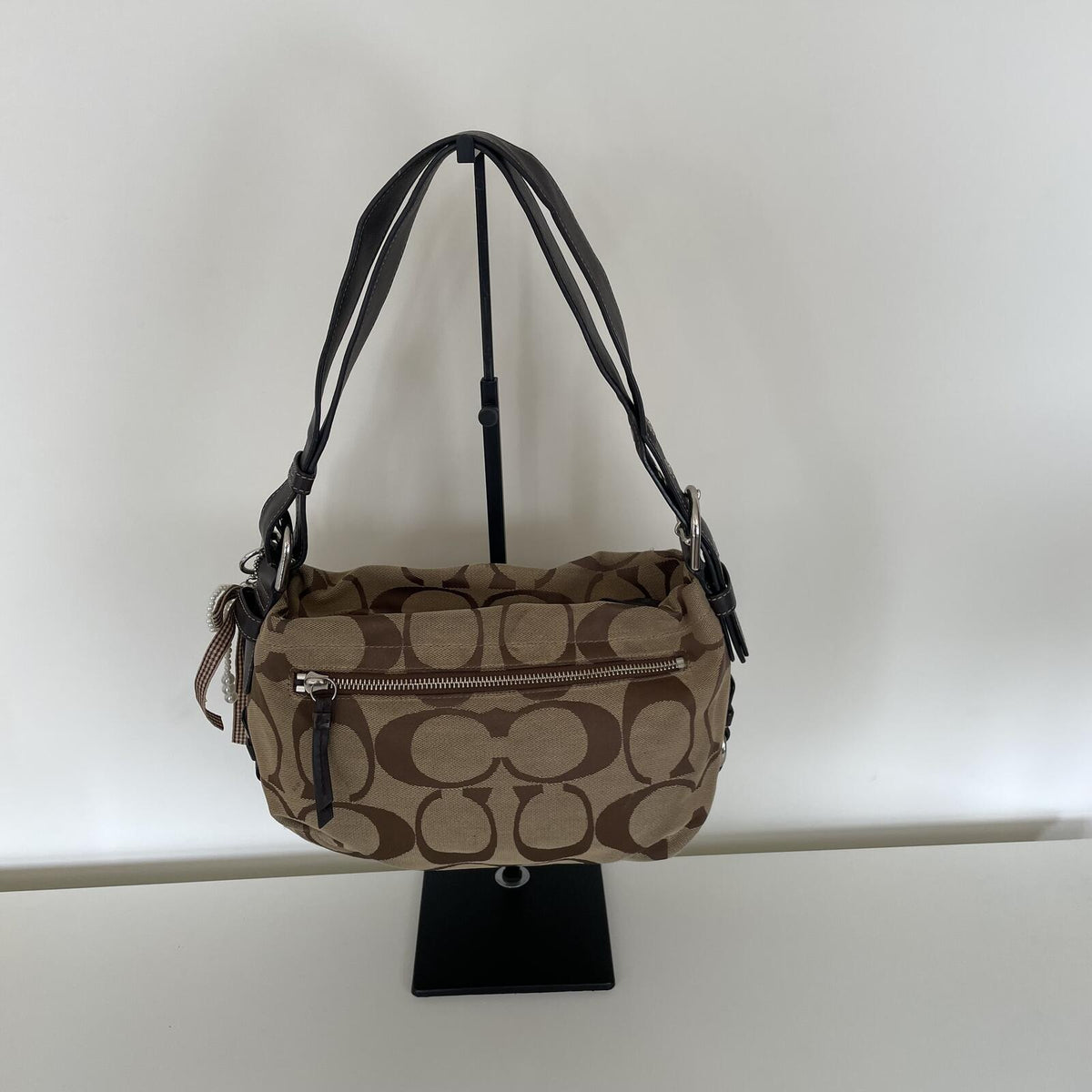 Coach Beige Signature Monogram Mini East/West Duffle Shoulder Bag F1161-F15068