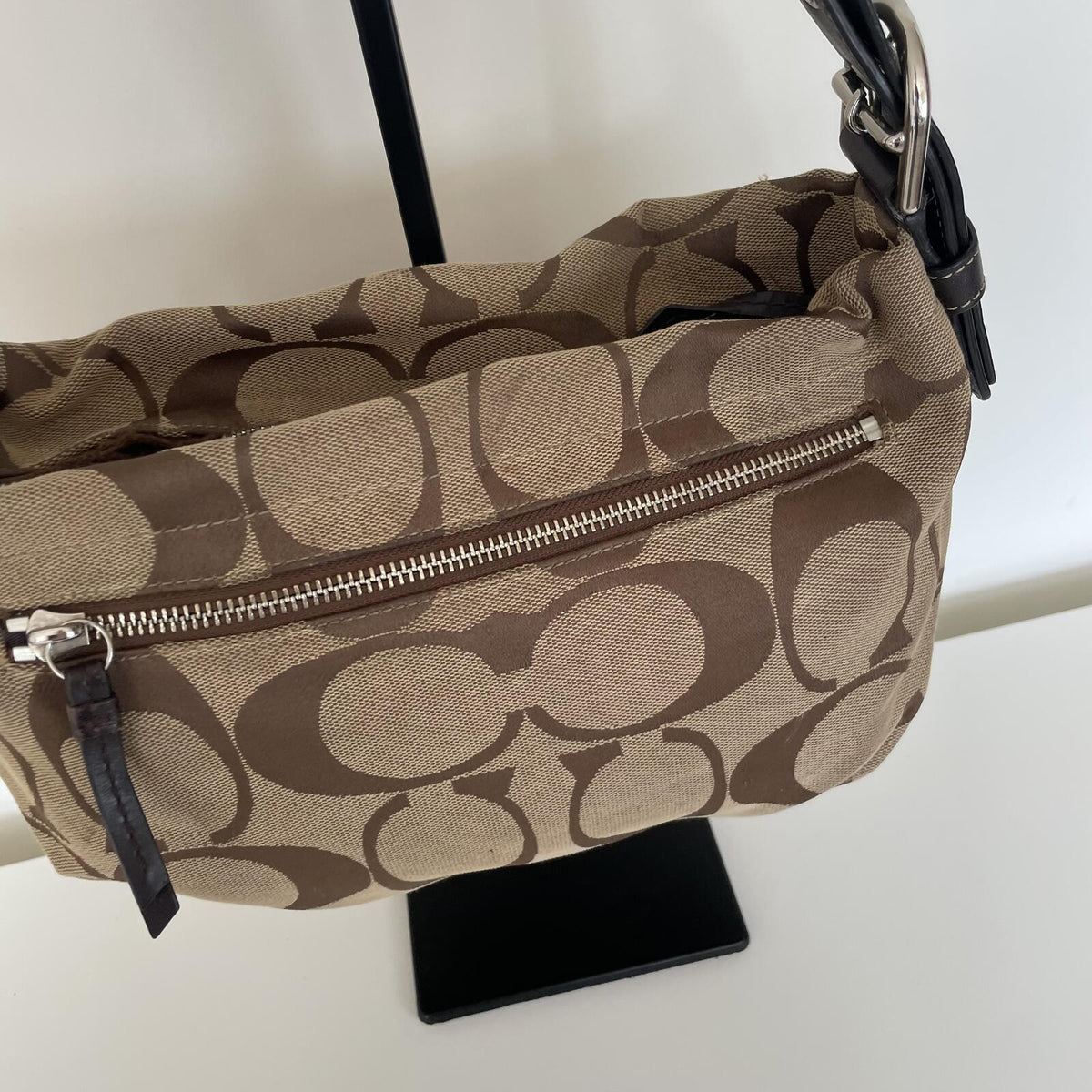 Coach Beige Signature Monogram Mini East/West Duffle Shoulder Bag F1161-F15068