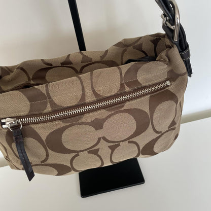 Coach Beige Signature Monogram Mini East/West Duffle Shoulder Bag F1161-F15068