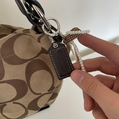 Coach Beige Signature Monogram Mini East/West Duffle Shoulder Bag F1161-F15068