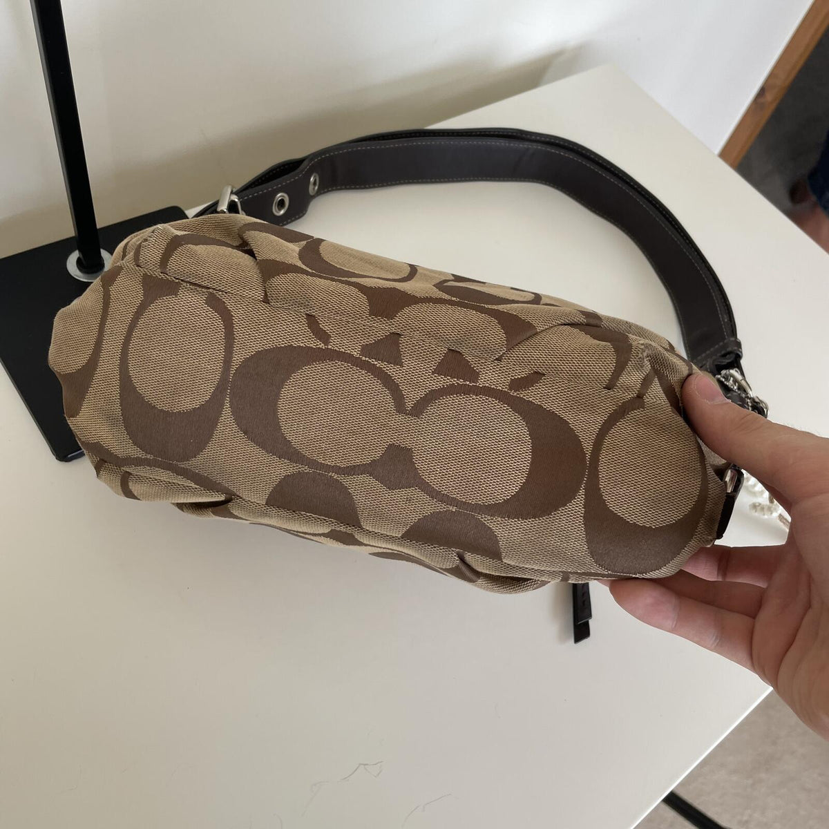 Coach Beige Signature Monogram Mini East/West Duffle Shoulder Bag F1161-F15068