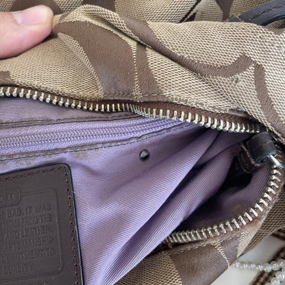 Coach Beige Signature Monogram Mini East/West Duffle Shoulder Bag F1161-F15068