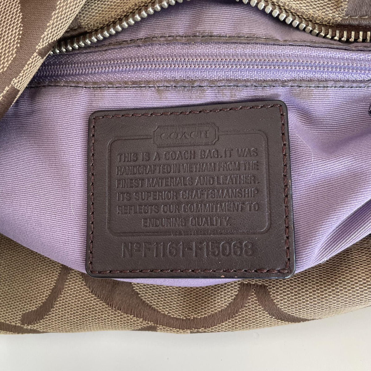 Coach Beige Signature Monogram Mini East/West Duffle Shoulder Bag F1161-F15068