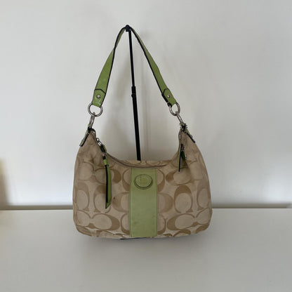 Coach Signature Green Stripe Demi Hobo Shoulder Bag K1295-F19281