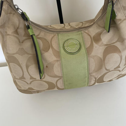Coach Signature Green Stripe Demi Hobo Shoulder Bag K1295-F19281