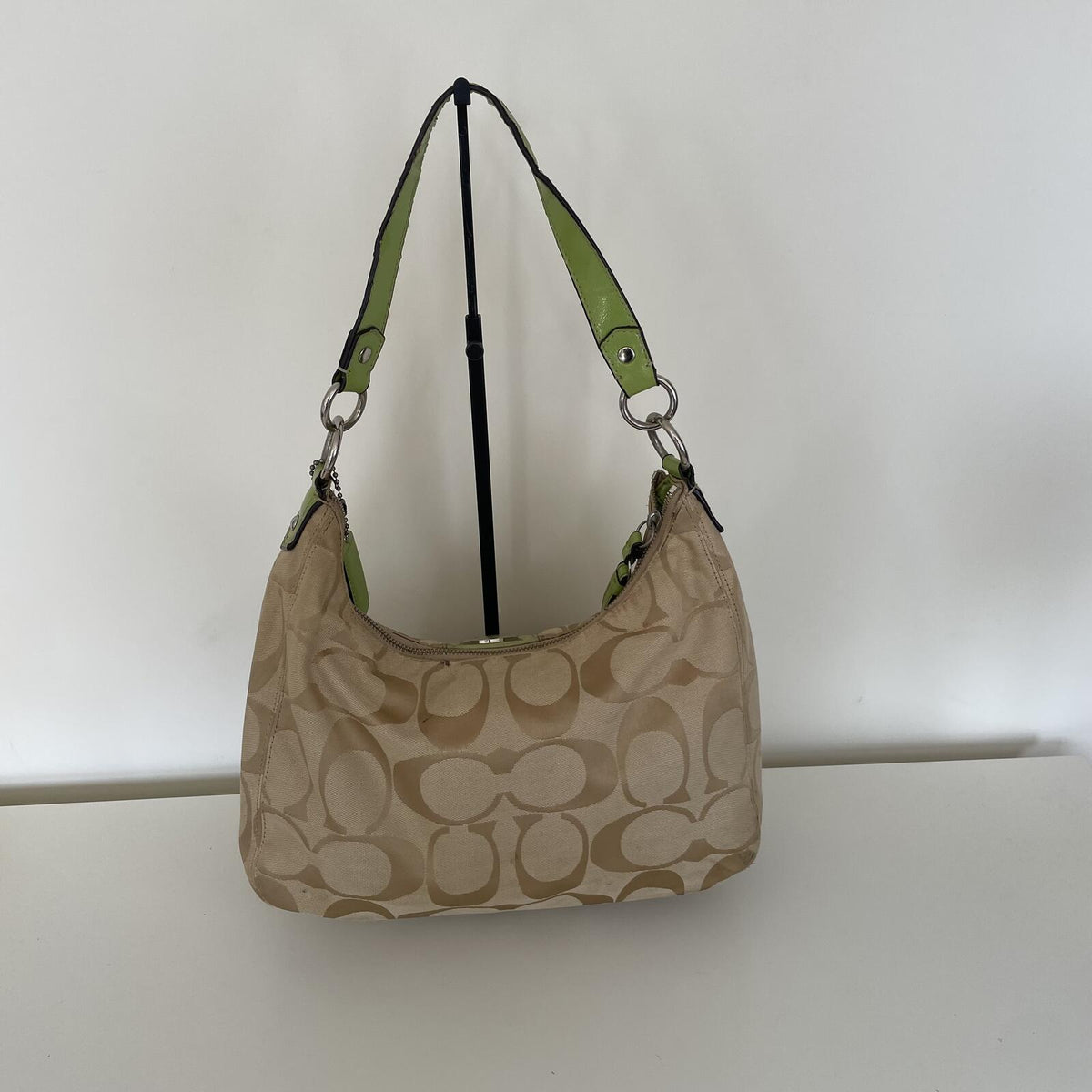 Coach Signature Green Stripe Demi Hobo Shoulder Bag K1295-F19281