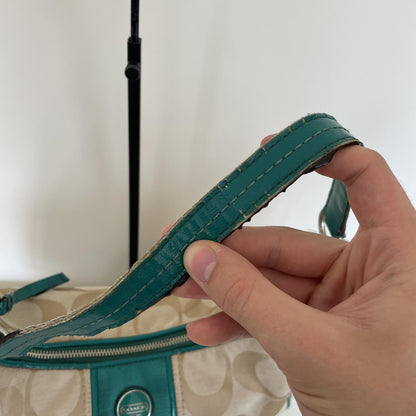 Coach Signature Hobo Turquoise Stripe Shoulder Bag C1305-F21873