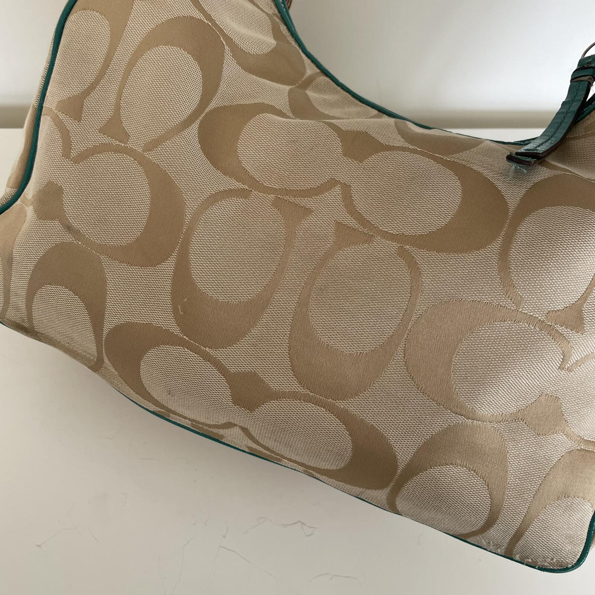 Coach Signature Hobo Turquoise Stripe Shoulder Bag C1305-F21873