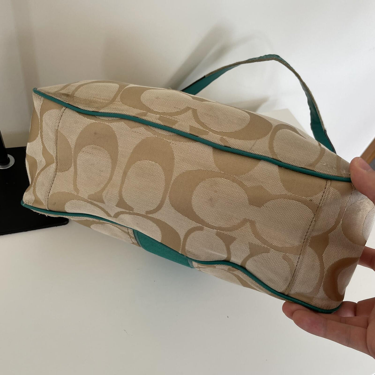 Coach Signature Hobo Turquoise Stripe Shoulder Bag C1305-F21873