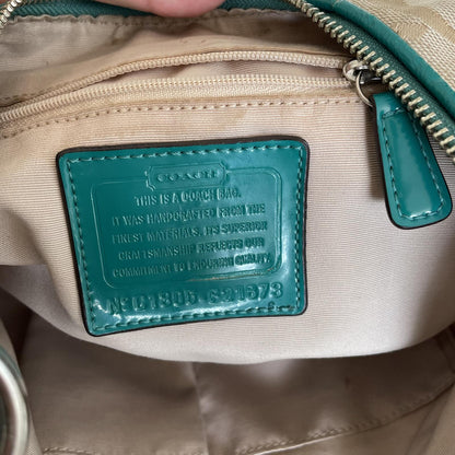 Coach Signature Hobo Turquoise Stripe Shoulder Bag C1305-F21873