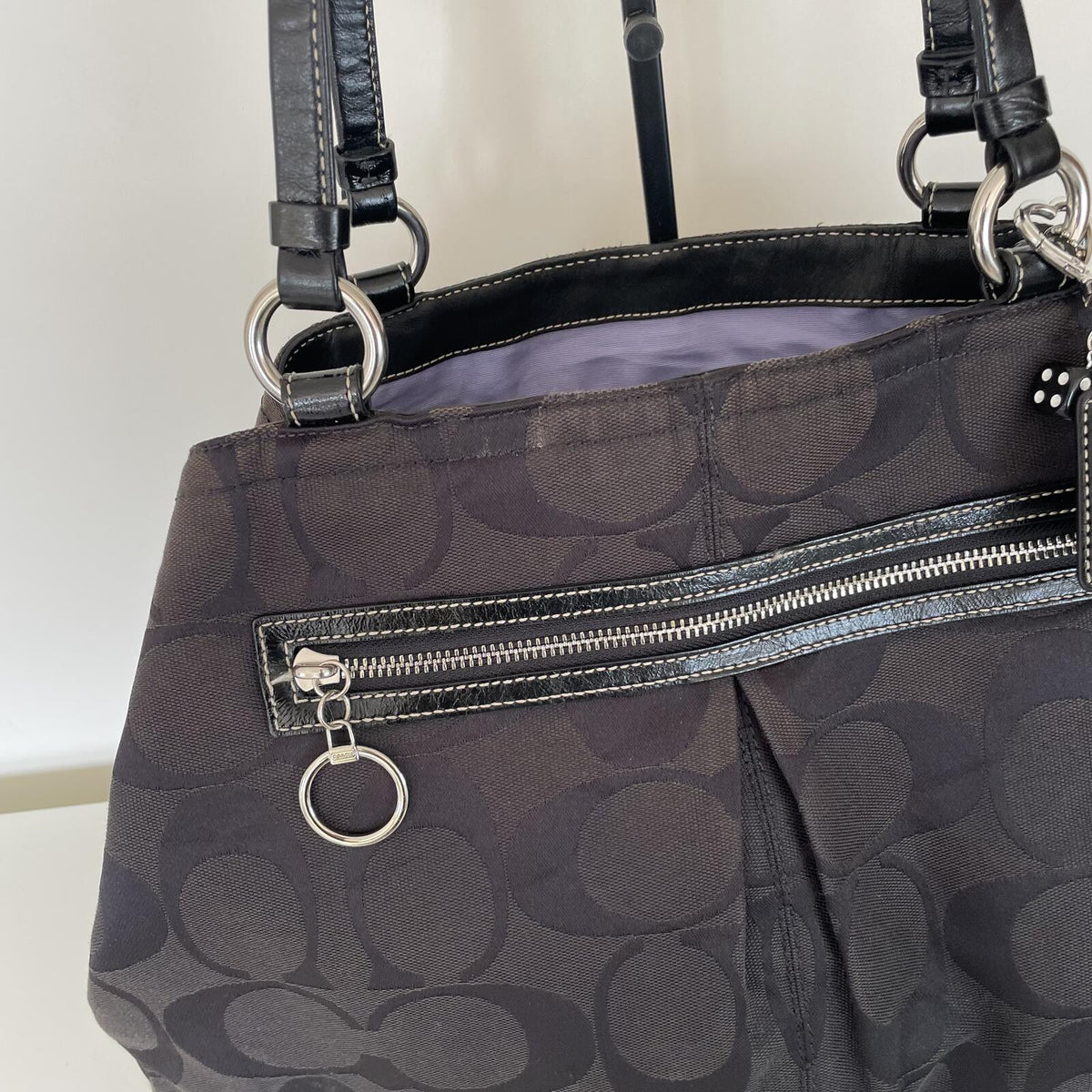 Coach Gabby XL Black Signature Monogram Tote Shoulder Bag E1176-F14863